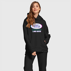 Женский костюм оверсайз Значок Land Rover в стиле glitch, цвет: черный — фото 2