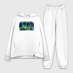 Женский костюм оверсайз Осень в стиле киберпанк, цвет: белый