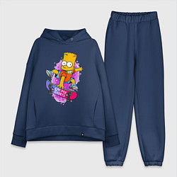 Женский костюм оверсайз Барт Симпсон на скейтборде - Eat my shorts!, цвет: тёмно-синий