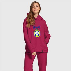 Женский костюм оверсайз Brasil Football, цвет: маджента — фото 2