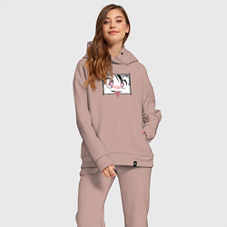 Женский костюм оверсайз Ахегао и милый язычёк, цвет: пыльно-розовый — фото 2