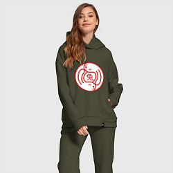 Женский костюм оверсайз Кролики инь-ян, цвет: хаки — фото 2