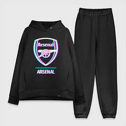 Женский костюм оверсайз Arsenal FC в стиле glitch, цвет: черный