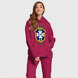 Женский костюм оверсайз Brasil CBF, цвет: маджента — фото 2
