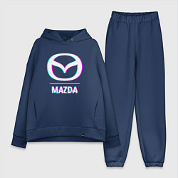 Женский костюм оверсайз Значок Mazda в стиле glitch, цвет: тёмно-синий