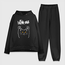 Женский костюм оверсайз Blink 182 rock cat, цвет: черный