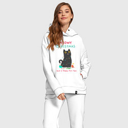 Женский костюм оверсайз Meowy Christmas and a happy purr year, цвет: белый — фото 2