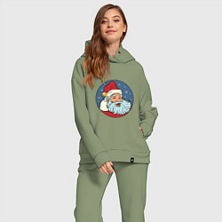 Женский костюм оверсайз Дед Мороз весельчак, цвет: авокадо — фото 2