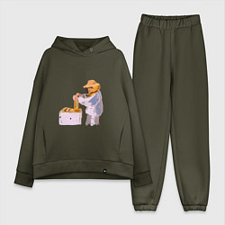 Женский костюм оверсайз Пчеловод и его пасека, цвет: хаки