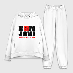 Женский костюм оверсайз Bon Jovi band, цвет: белый