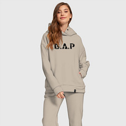 Женский костюм оверсайз B A P black logo, цвет: миндальный — фото 2