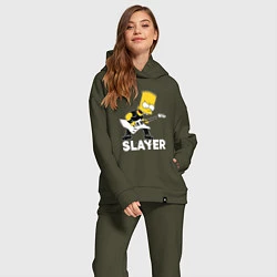 Женский костюм оверсайз Slayer Барт Симпсон рокер, цвет: хаки — фото 2