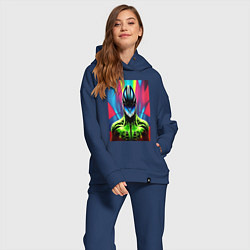 Женский костюм оверсайз Alien - neural network - neon, цвет: тёмно-синий — фото 2