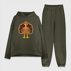 Женский костюм оверсайз Turkey bird, цвет: хаки