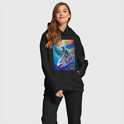 Женский костюм оверсайз Cyber shark - ocean and space - art, цвет: черный — фото 2