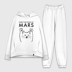 Женский костюм оверсайз Thirty Seconds to Mars - rock cat, цвет: белый