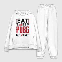 Женский костюм оверсайз Надпись: eat sleep PUBG repeat