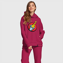Женский костюм оверсайз Chicken gun логотип, цвет: маджента — фото 2