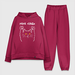 Женский костюм оверсайз Papa Roach rock cat, цвет: маджента