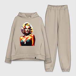 Женский костюм оверсайз Голова Мерлин Монро, цвет: миндальный