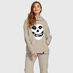 Женский костюм оверсайз Череп misfits, цвет: миндальный — фото 2