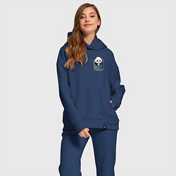 Женский костюм оверсайз Панда в кармане, цвет: тёмно-синий — фото 2