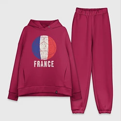 Женский костюм оверсайз Футбол Франции, цвет: маджента