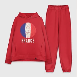 Женский костюм оверсайз Футбол Франции, цвет: красный