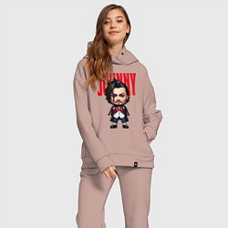 Женский костюм оверсайз Johnny Depp - cool dude - pop art, цвет: пыльно-розовый — фото 2