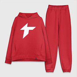 Женский костюм оверсайз Thunder awaken logo, цвет: красный