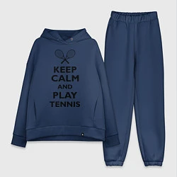 Женский костюм оверсайз Keep Calm & Play tennis, цвет: тёмно-синий