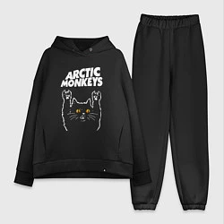 Женский костюм оверсайз Arctic Monkeys rock cat, цвет: черный