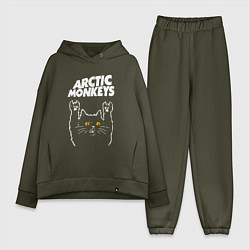 Женский костюм оверсайз Arctic Monkeys rock cat, цвет: хаки