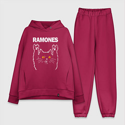 Женский костюм оверсайз Ramones rock cat, цвет: маджента