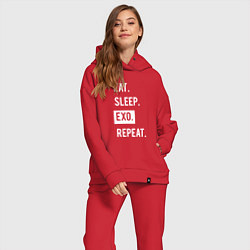 Женский костюм оверсайз Eat Sleep EXO Repeat, цвет: красный — фото 2