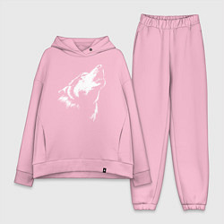 Женский костюм оверсайз Волк воет, цвет: светло-розовый