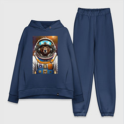 Женский костюм оверсайз Bear cool astronaut - neural network, цвет: тёмно-синий