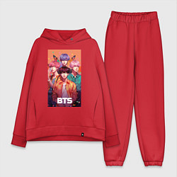 Женский костюм оверсайз BTS kpop anime, цвет: красный