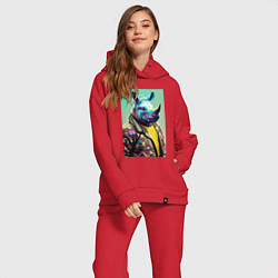 Женский костюм оверсайз Модный носорог - нейросеть, цвет: красный — фото 2