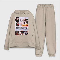 Женский костюм оверсайз Хеллсинг постер, цвет: миндальный