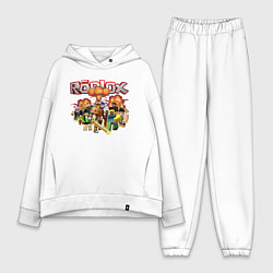 Женский костюм оверсайз Роблокс на фоне взрыва roblox, цвет: белый