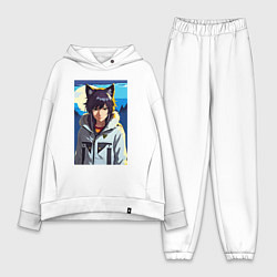 Женский костюм оверсайз Девочка-волчонок - аниме, цвет: белый