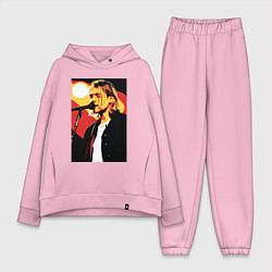 Женский костюм оверсайз Курт Кобейн с микрофоном, цвет: светло-розовый