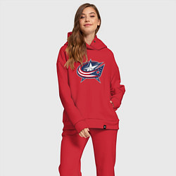 Женский костюм оверсайз Columbus blue jackets - hockey team - emblem, цвет: красный — фото 2