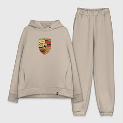 Женский костюм оверсайз Porsche sport auto, цвет: миндальный