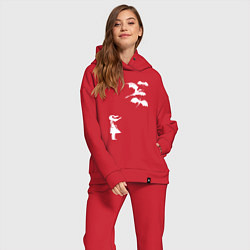 Женский костюм оверсайз Девочка и драконы, цвет: красный — фото 2