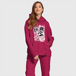 Женский костюм оверсайз Blackpink коллаж, цвет: маджента — фото 2