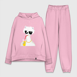 Женский костюм оверсайз Лама - альпака с бокалом