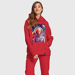 Женский костюм оверсайз Красавица Барби в космосе - нейросеть, цвет: красный — фото 2