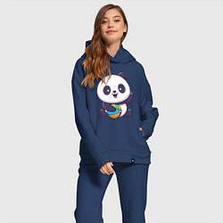Женский костюм оверсайз Панда с мячиком, цвет: тёмно-синий — фото 2